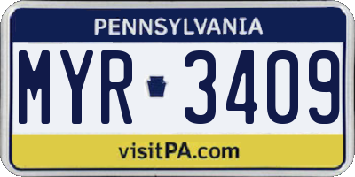 PA license plate MYR3409