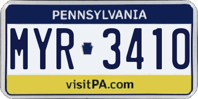 PA license plate MYR3410