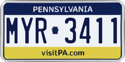 PA license plate MYR3411