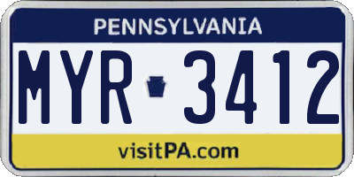 PA license plate MYR3412