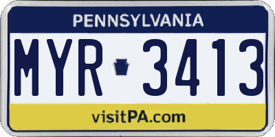 PA license plate MYR3413