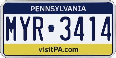 PA license plate MYR3414
