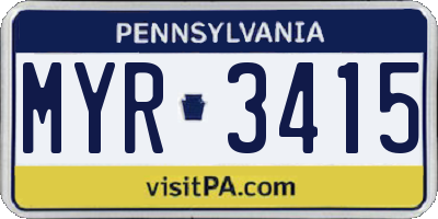 PA license plate MYR3415