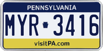 PA license plate MYR3416