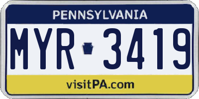 PA license plate MYR3419