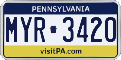 PA license plate MYR3420