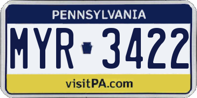 PA license plate MYR3422