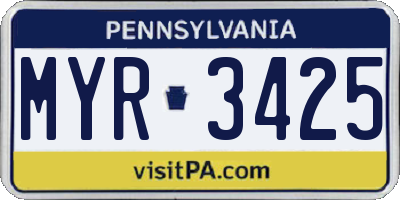 PA license plate MYR3425