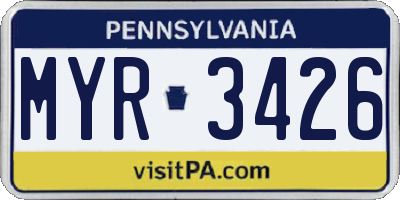 PA license plate MYR3426