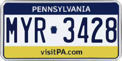 PA license plate MYR3428