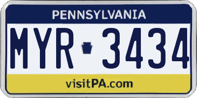 PA license plate MYR3434