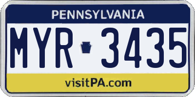 PA license plate MYR3435