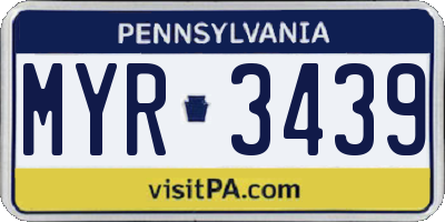 PA license plate MYR3439