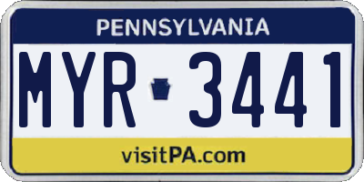 PA license plate MYR3441