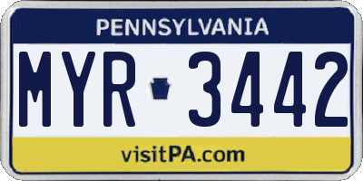 PA license plate MYR3442