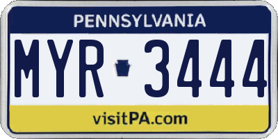 PA license plate MYR3444