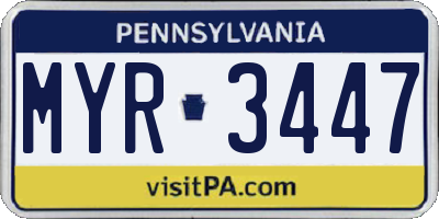PA license plate MYR3447