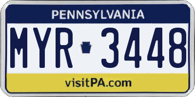 PA license plate MYR3448