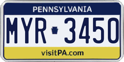 PA license plate MYR3450