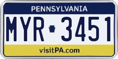 PA license plate MYR3451