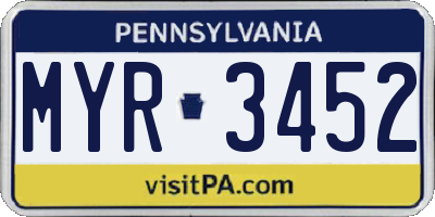 PA license plate MYR3452