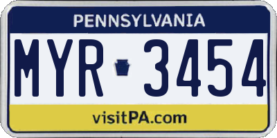PA license plate MYR3454