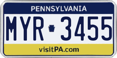 PA license plate MYR3455