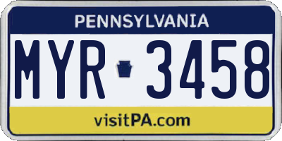 PA license plate MYR3458