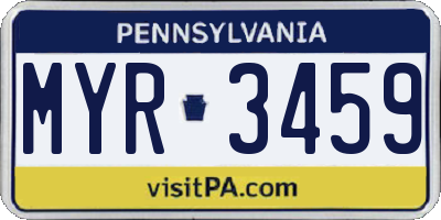 PA license plate MYR3459