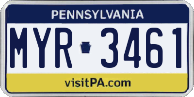 PA license plate MYR3461
