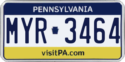 PA license plate MYR3464