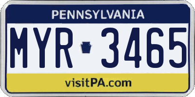 PA license plate MYR3465