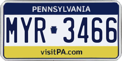 PA license plate MYR3466