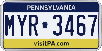 PA license plate MYR3467