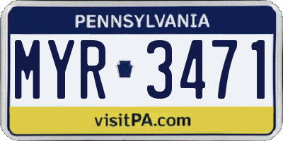 PA license plate MYR3471