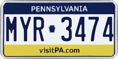 PA license plate MYR3474
