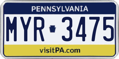 PA license plate MYR3475