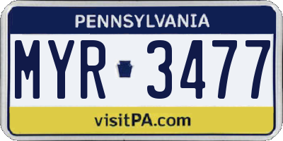 PA license plate MYR3477