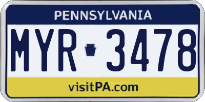 PA license plate MYR3478
