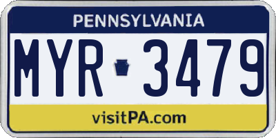 PA license plate MYR3479