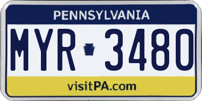 PA license plate MYR3480