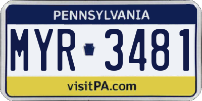 PA license plate MYR3481
