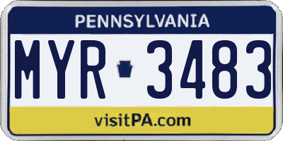PA license plate MYR3483