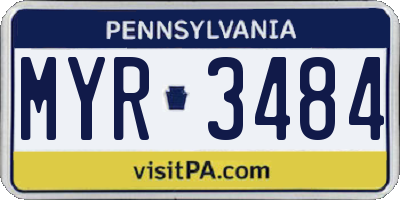 PA license plate MYR3484