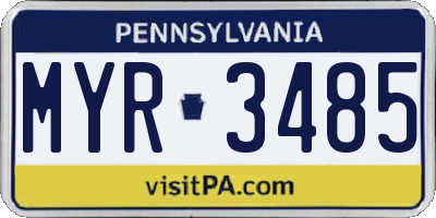 PA license plate MYR3485