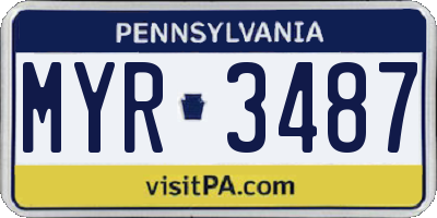 PA license plate MYR3487