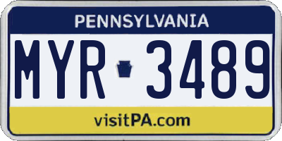 PA license plate MYR3489
