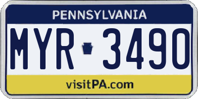 PA license plate MYR3490