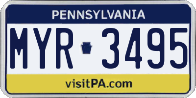 PA license plate MYR3495