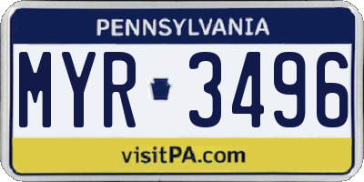 PA license plate MYR3496
